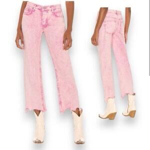 UEC Free People WE THE FREE Maggie Jean Acid Pink Copped Destroyed Hem 28